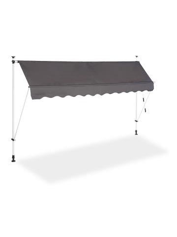 relaxdays Klemmmarkise in Grau - (B)300 x (L)120 cm