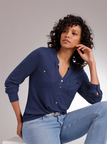 creation L Blusenshirt in marine-mittelblau-bedruckt