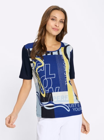 WITT WEIDEN Kurzarmshirt in weiß-marine-bedruckt