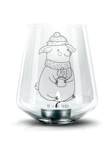 Mr. & Mrs. Panda Windlicht Schwein Glühwein ohne Spruch in Transparent