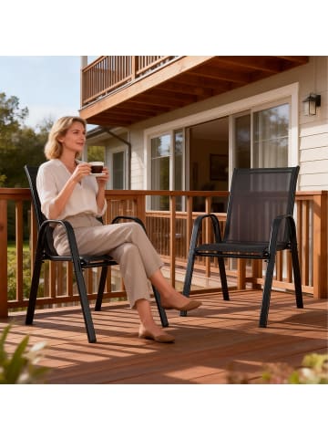 relaxdays 6 x Gartenstühle in Anthrazit - (B)56 x (H)90 x (T)65 cm