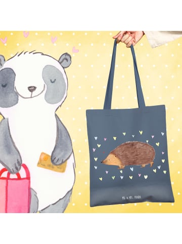 Mr. & Mrs. Panda Jutebeutel Igel Herzen ohne Spruch in Indigo Blue