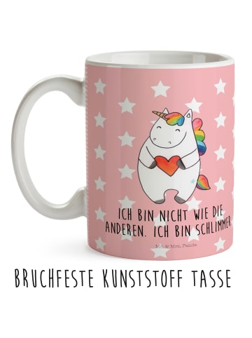 Mr. & Mrs. Panda Kindertasse Einhorn Herz mit Spruch in Rot Pastell