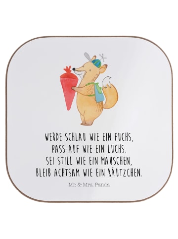 Mr. & Mrs. Panda Untersetzer Quadratisch Fuchs Schulkind mit Spruch in Weiß