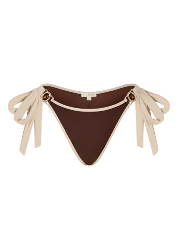 Moda Minx Bikinihose Contrast Binding Amour Tie Side Brazilian in Coffee