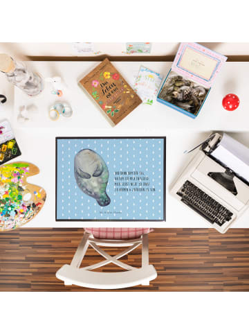 Mr. & Mrs. Panda schreibtischmatte Seekuh Happy mit Spruch in Blau Pastell