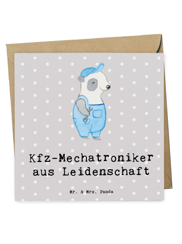 Mr. & Mrs. Panda Deluxe Karte Kfz-Mechatroniker Leidenschaft mit... in Grau Pastell