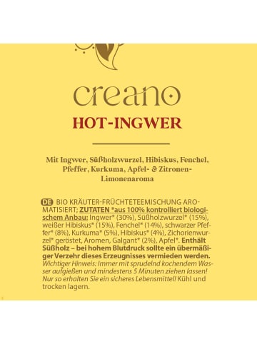 Creano "SPICY"- MIX (60 x Bio KräuterTees (Hot-Ingwer, Sweet-Red-Chai, Kurkuma Chai)