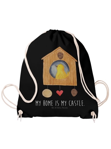 Mr. & Mrs. Panda Stoff-Rucksack Vogel Haus mit Spruch in Schwarz