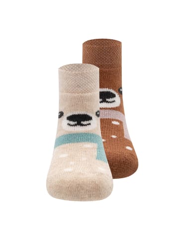 ewers 2er-Set Socken 2er Pack Thermo Teddygesicht in brick-beige mel.