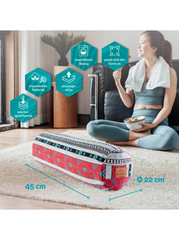 DoYourFitness Yoga-Bolster Tarik gefüllt Dinkelspelz rund Style 16 Bunt