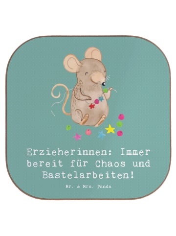 Mr. & Mrs. Panda Tassenuntersetzer Erzieherin Chaos mit Spruch in Meeresbrise