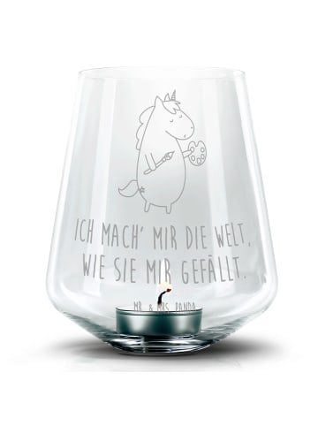 Mr. & Mrs. Panda Teelicht Glas Einhorn Künstler mit Spruch in Transparent
