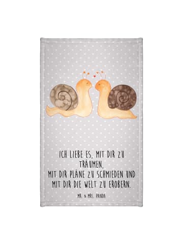 Mr. & Mrs. Panda Gästehandtuch Schnecken Liebe mit Spruch in Grau Pastell