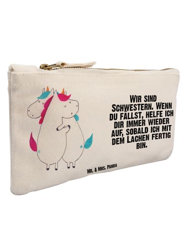 Mr. & Mrs. Panda Schminktasche Einhörner Umarmen mit Spruch in Weiß