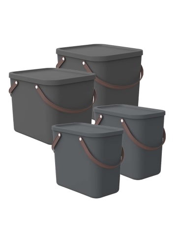 Rotho 4er-Set Aufbewahrungsbox 2x40l +2x25l in Anthrazit