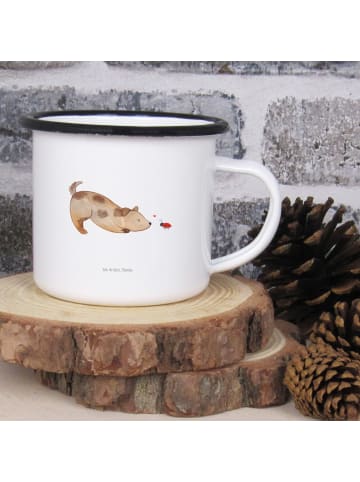 Mr. & Mrs. Panda XL Emaille Tasse Hund Marienkäfer ohne Spruch in Weiß