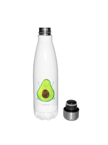 Mr. & Mrs. Panda Thermosflasche Avocado Glücklich ohne Spruch in Weiß