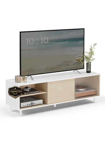 VASAGLE TV-Schrank Keam in Weiß-Beige - (B)39 x (H)45 x (T)140 cm