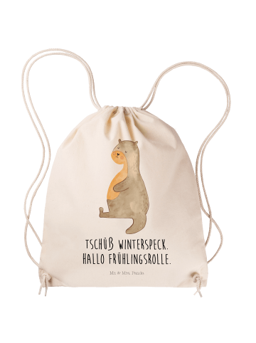 Mr. & Mrs. Panda Sportbeutel Otter Bauch mit Spruch in Creme