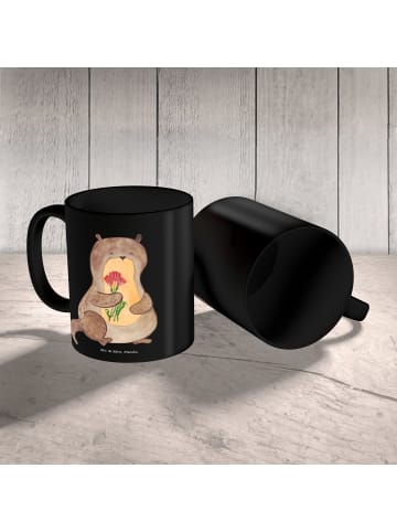 Mr. & Mrs. Panda Tasse Otter Blumenstrauß ohne Spruch in Schwarz