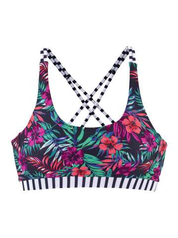 Venice Beach Bustier-Bikini-Top in marine bedruckt