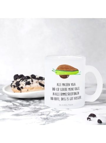 Mr. & Mrs. Panda Teeglas Avocado Yoga mit Spruch in Transparent
