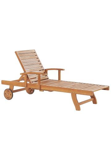 Beliani Gartenliege JAVA in Braun - (W) 64 x (H) 35 x (L) 196 cm