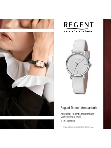 Regent Armbanduhr-Analog weiß mittel (ca. 32mm) Regent Lederarmband