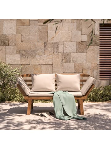 home24 Massive Gartenbank Ariany in Weiß / Braun