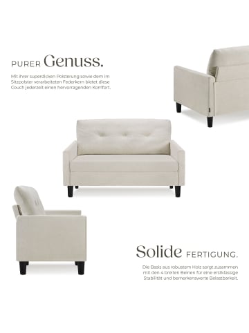 tectake Sofa Viborg, 121,5 x 77 x 91 cm, creme