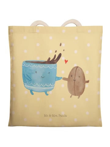 Mr. & Mrs. Panda Shopper-Tasche Kaffee Bohne ohne Spruch in Gelb Pastell