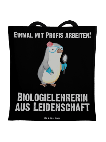 Mr. & Mrs. Panda Tote Bag Biologielehrerin Leidenschaft mit Spruch in Schwarz