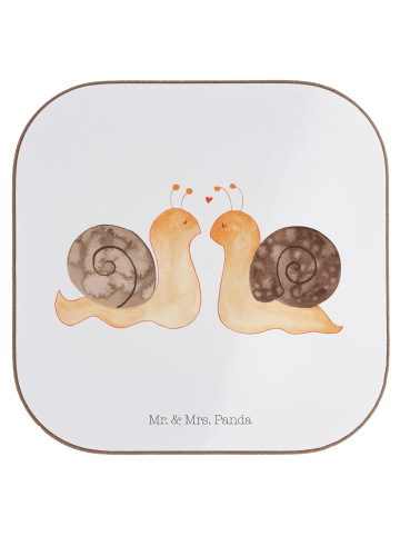 Mr. & Mrs. Panda Untersetzer für Gläser Schnecken Liebe ohne Spruch in Weiß