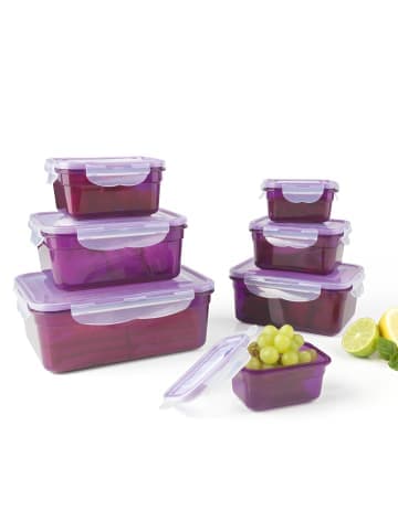 Gourmetmaxx Frischhaltedosen Set Klick-It Gefrierdosen Lunchbox Brotdose 7 Stück Lila