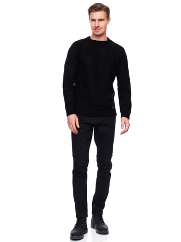 Rusty Neal Black Denim Jeans Hose "MELVIN" Slim Fit Cotton-Stretch in Black Denim