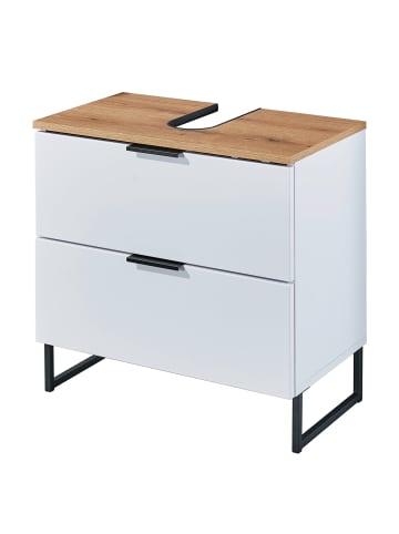 home24 home24 Waschbeckenunterschrank mit 2 Schubkästen aus Holzwerkstoff im modernen Stil in Matt Weiß