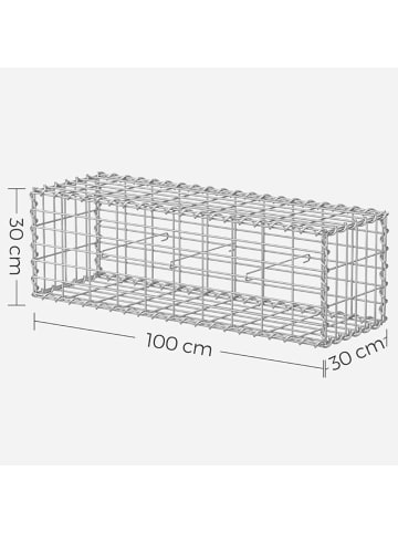 SONGMICS Gabione Patya in Silbern - (B)100 x (H)30 x (T)30 cm