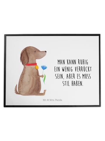 Mr. & Mrs. Panda Schreibtischunterlage Hund Blume mit Spruch in Weiß