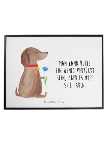 Mr. & Mrs. Panda Schreibunterlage Hund Blume mit Spruch in Weiß
