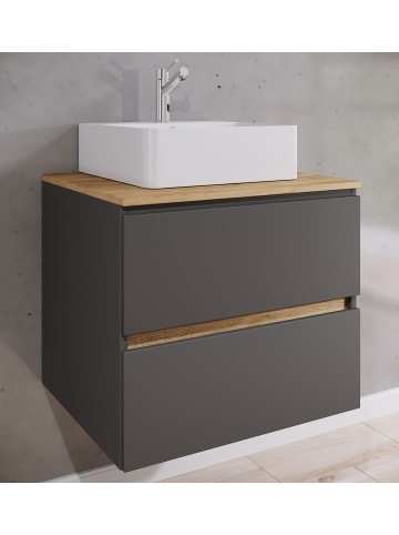 VCM  2 tlg. Badmöbel-Set mit Waschbecken Cosila-A 60 cm in Anthrazit / Honig-Eiche