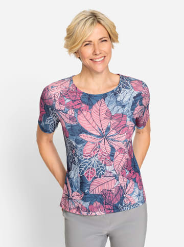 WITT WEIDEN Rundhalsshirt in jeansblau-altrosa-bedruckt
