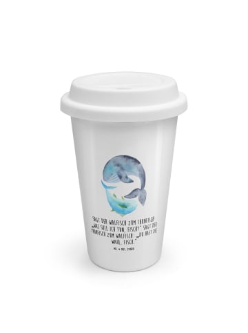 Mr. & Mrs. Panda To Go Becher Walfisch Thunfisch mit Spruch in Weiß