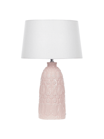Beliani Tischleuchten ZARIMA in Rosa/Weiß - (W) 35 x (H) 56 x (L) 35 cm