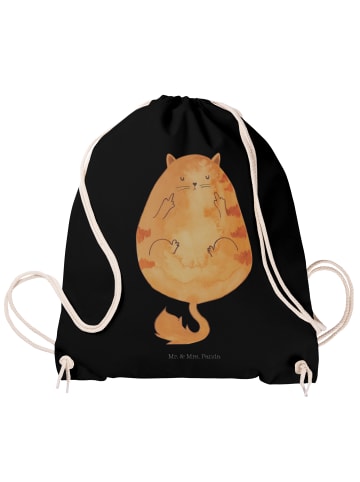 Mr. & Mrs. Panda Gymnastiktasche Katze Frühaufsteher ohne Spruch in Schwarz