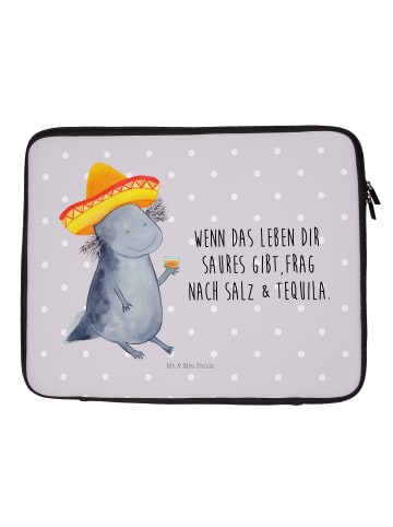 Mr. & Mrs. Panda Computertasche Axolotl Tequila mit Spruch in Grau Pastell
