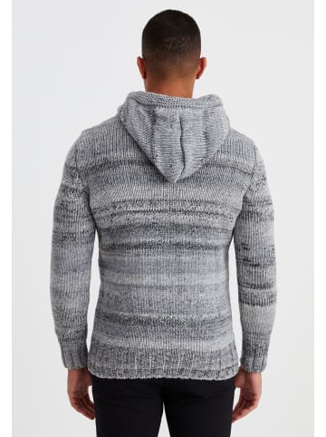 Leif Nelson Herren Strickpullover Pullover mit Kapuze in grau