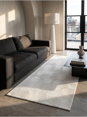 KADIMA DESIGN Teppich Kurzflor Geometrisch rutschhemmend pflegeleicht Wohnzimmer in Weiß