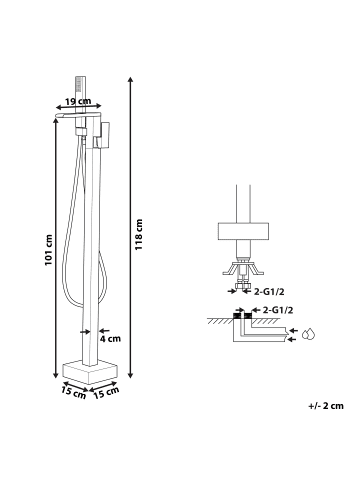Beliani 3-tlg Wannenarmaturen BOYOMA in Silber