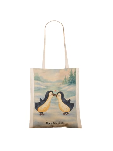Mr. & Mrs. Panda Jutebeutel Pinguin Liebe Design ohne Spruch in Weiß